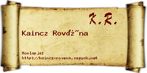 Kaincz Rovéna névjegykártya
